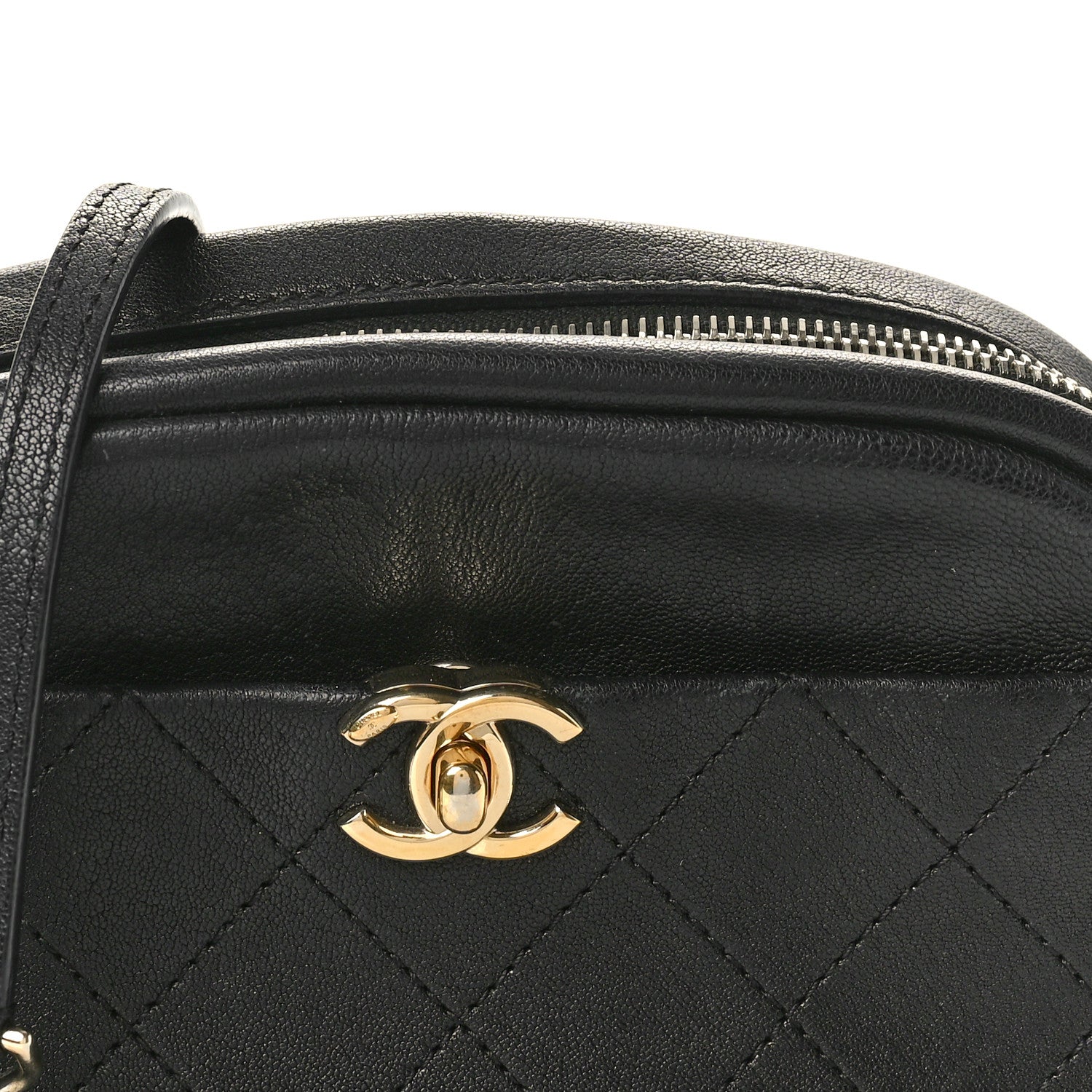 Chanel Goatskin Quilted Small Casual Trip Camera Case Black 8 of 11