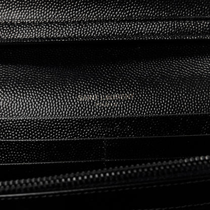 Saint Laurent Grain De Poudre Matelasse Chevron Monogram Monochrome Chain Wallet Black 6 of 9