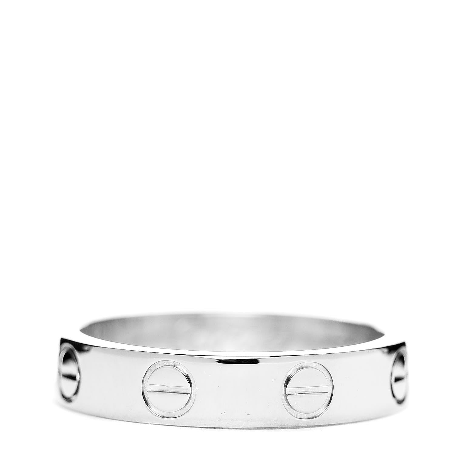 Cartier 18K White Gold 3.5mm LOVE Wedding Band Ring 48 4.5 3 of 8