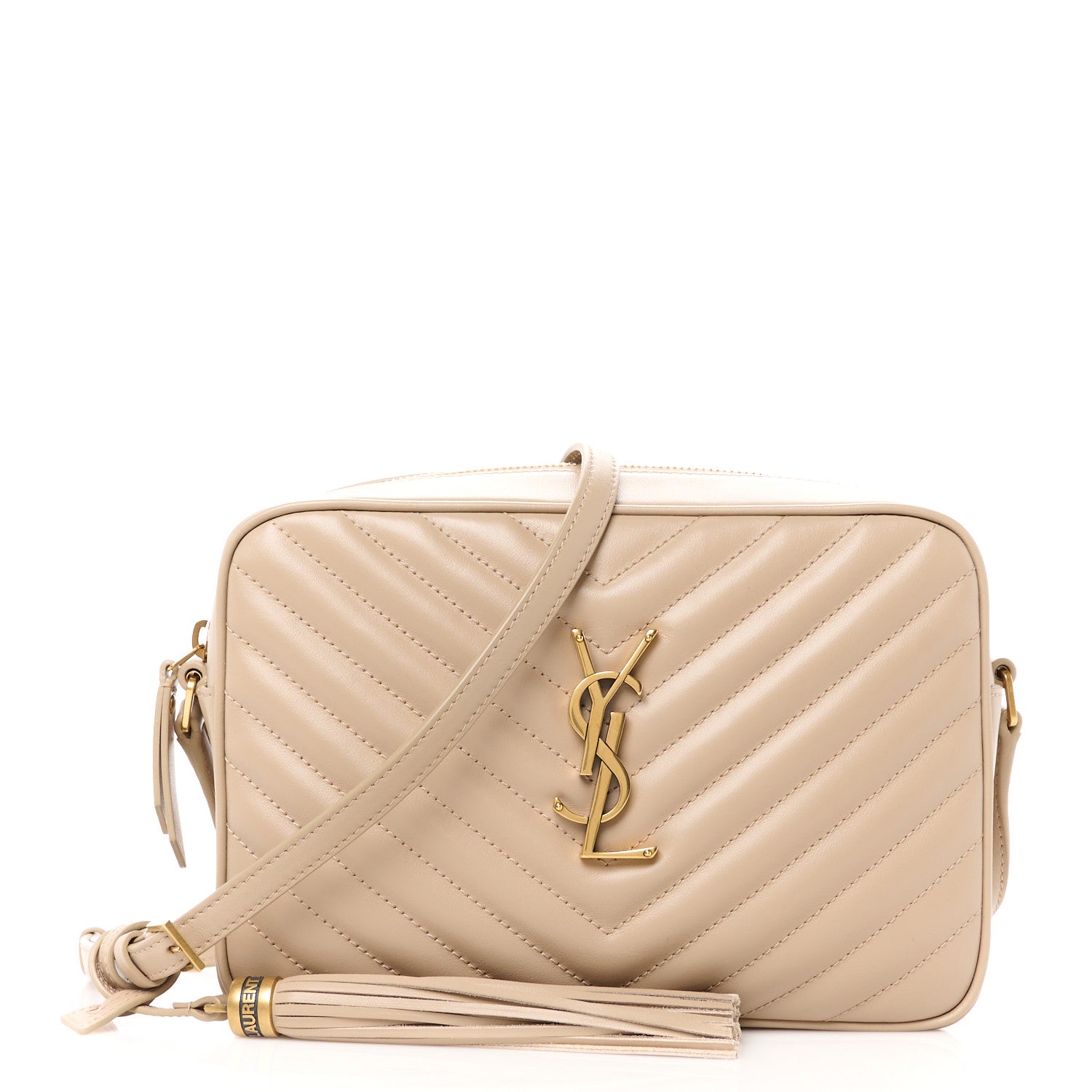 Saint Laurent Calfskin Matelasse Monogram Lou Camera Bag Dark Beige 1 of 10