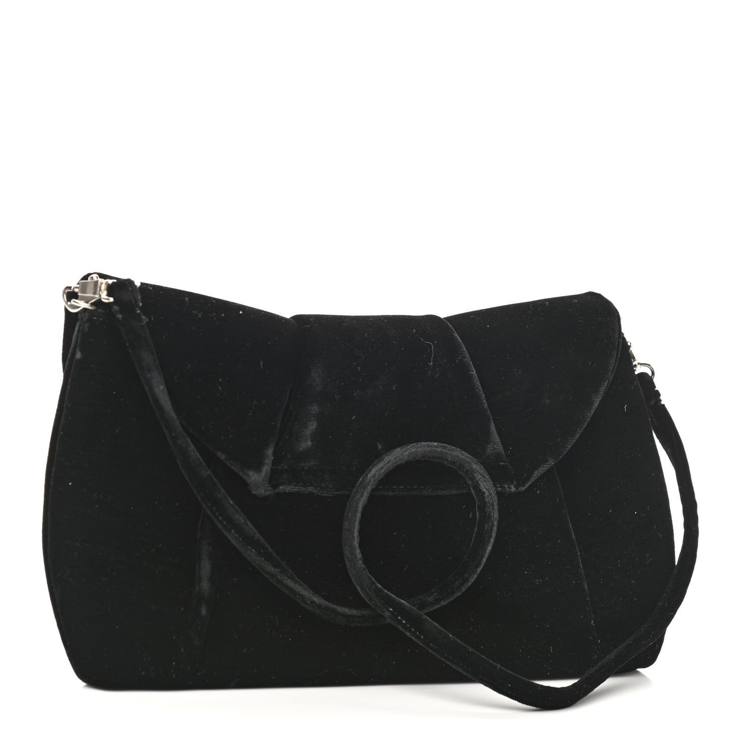 Velvet Crystal Flap Clutch Black