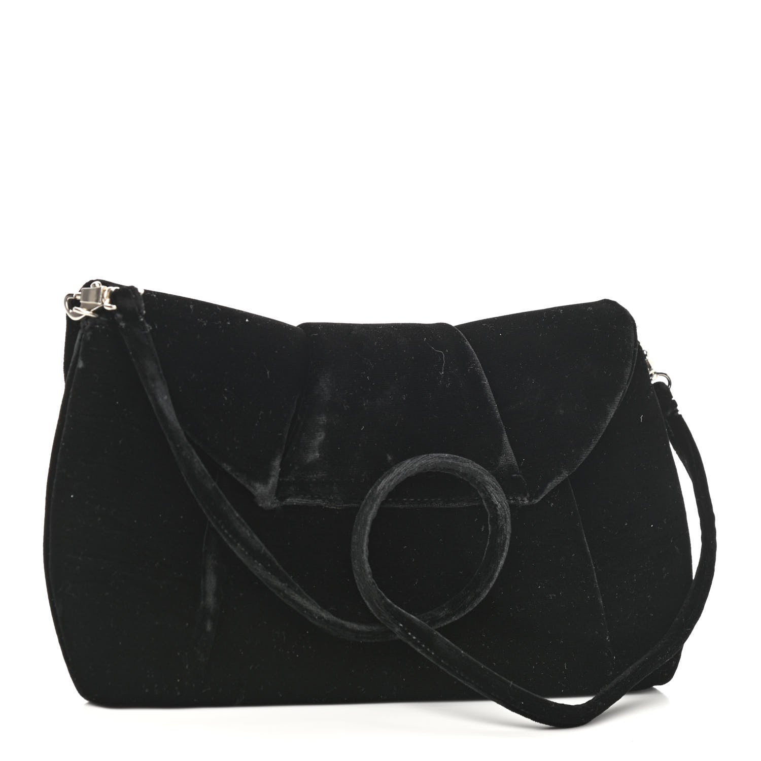 Christian Louboutin Velvet Crystal Flap Clutch Black 3 of 10