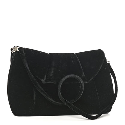 Christian Louboutin Velvet Crystal Flap Clutch Black 3 of 10