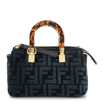 Fendi Chenille Vitello King Plexiglass FF Mini By The Way Top Handle Boston Bag Blue Black 1 of 10