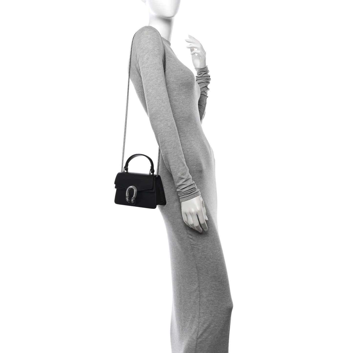 Dollar Calfskin Crystal Mini Dionysus Top Handle Bag Black Crystal