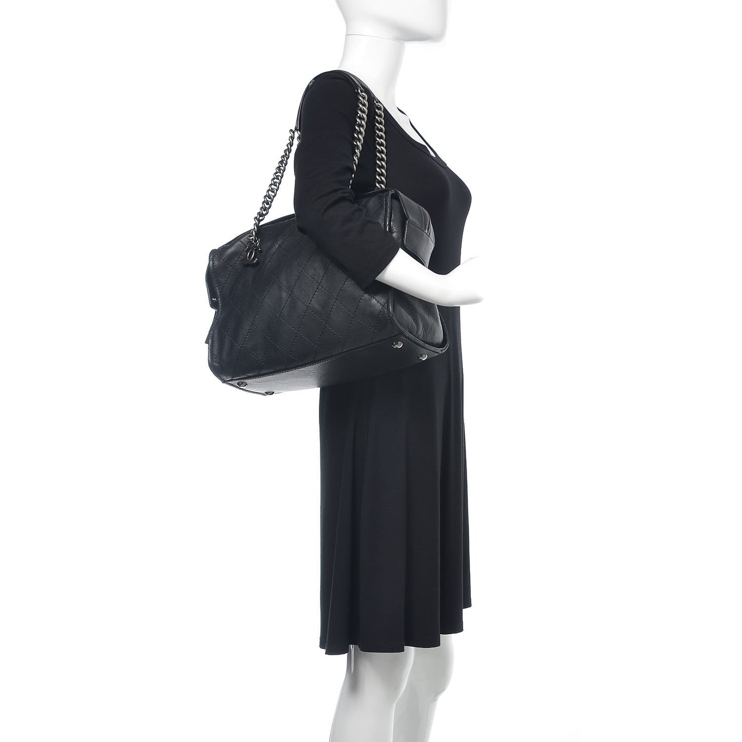 Calfskin Stitched Bowling Bag Black