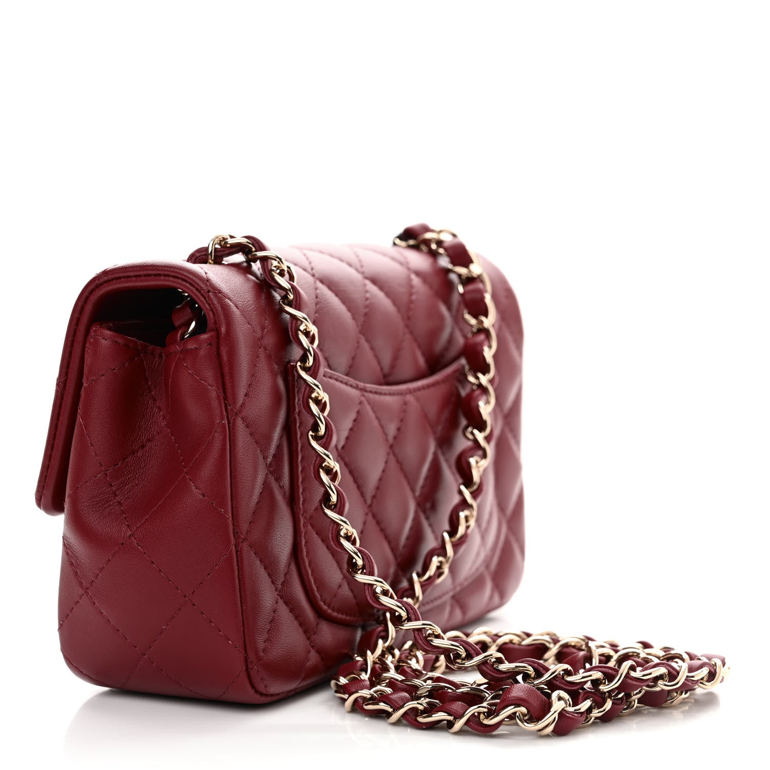 Chanel Lambskin Quilted Mini Rectangular Flap Burgundy 3 of 11