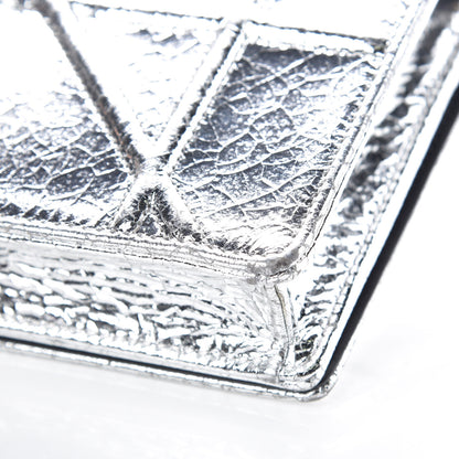 Christian Dior Metallic Ceramic Effect Deerskin Diorama Wallet on Chain Pouch Silver 7 of 8