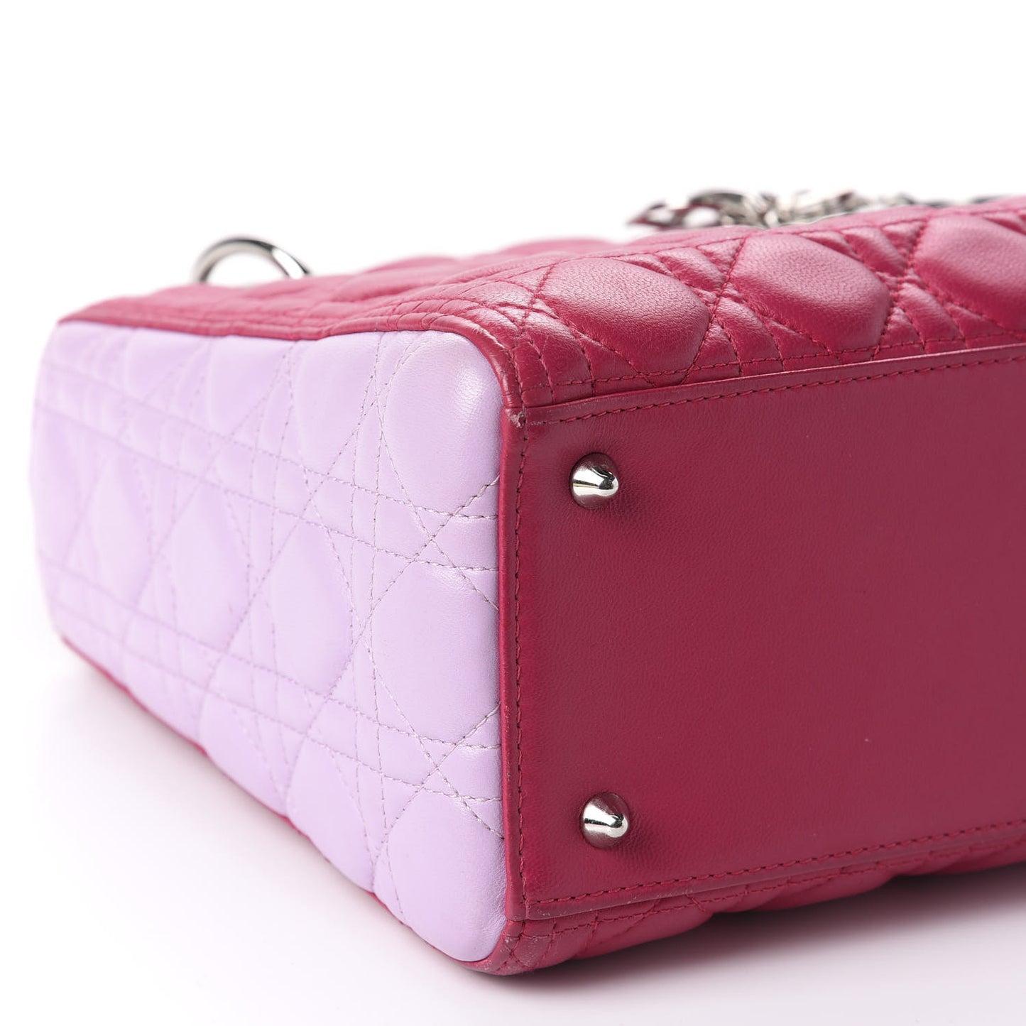 Lambskin Cannage Medium Tri-Color Lady Dior Fuchsia Anemone Black