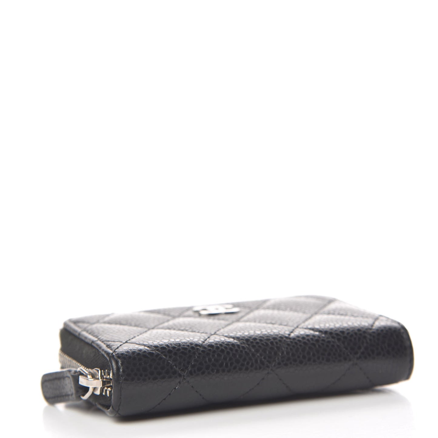 Caviar Quilted Zip Coin Purse Black