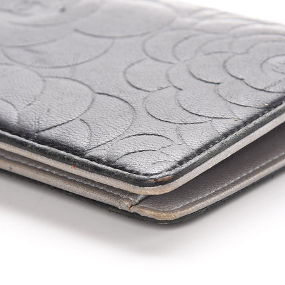 Chanel Lambskin Camellia Embossed Yen Wallet Black 12 of 15