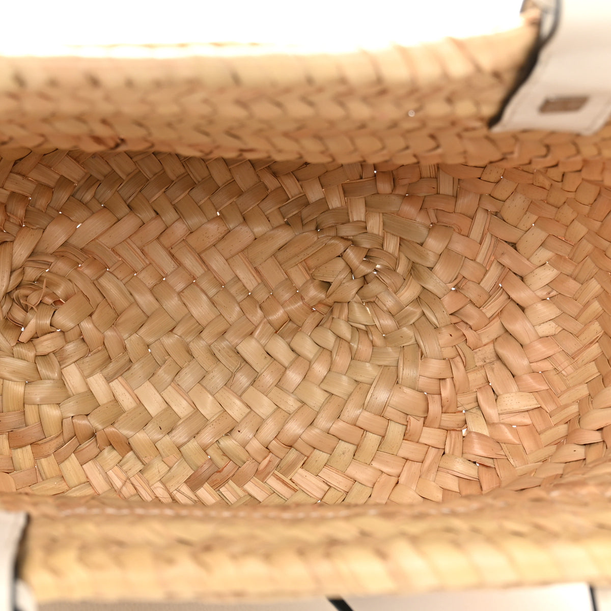 Raffia Small Basket Tote Bag Natural White