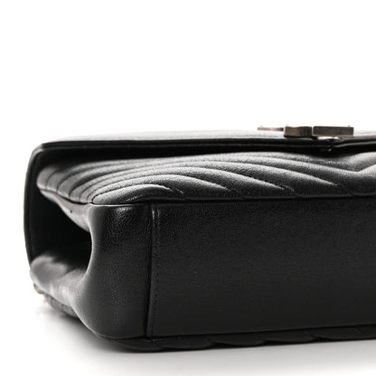 Saint Laurent Sheepskin Matelasse Chevron Monogram Medium College Bag Black 8 of 9
