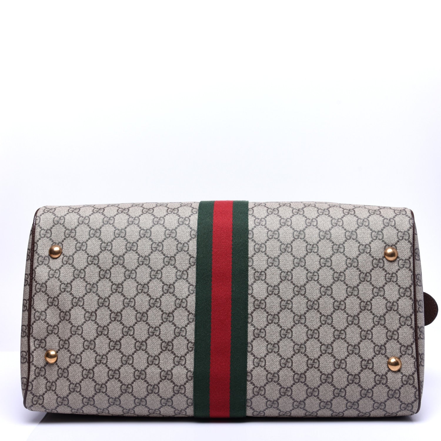 Gucci GG Supreme Monogram Textured Dollar Calfskin Web Medium Ophidia Carry-On Duffle Bag Beige Ebony New Acero 10 of 16