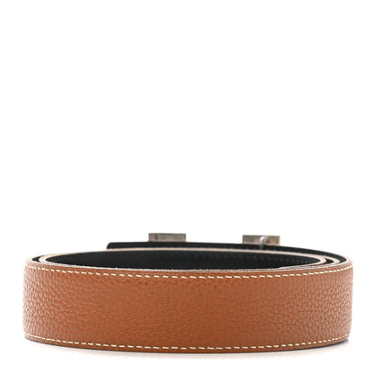 Hermes Togo Box H Belt 85 Gold Black 2 of 6