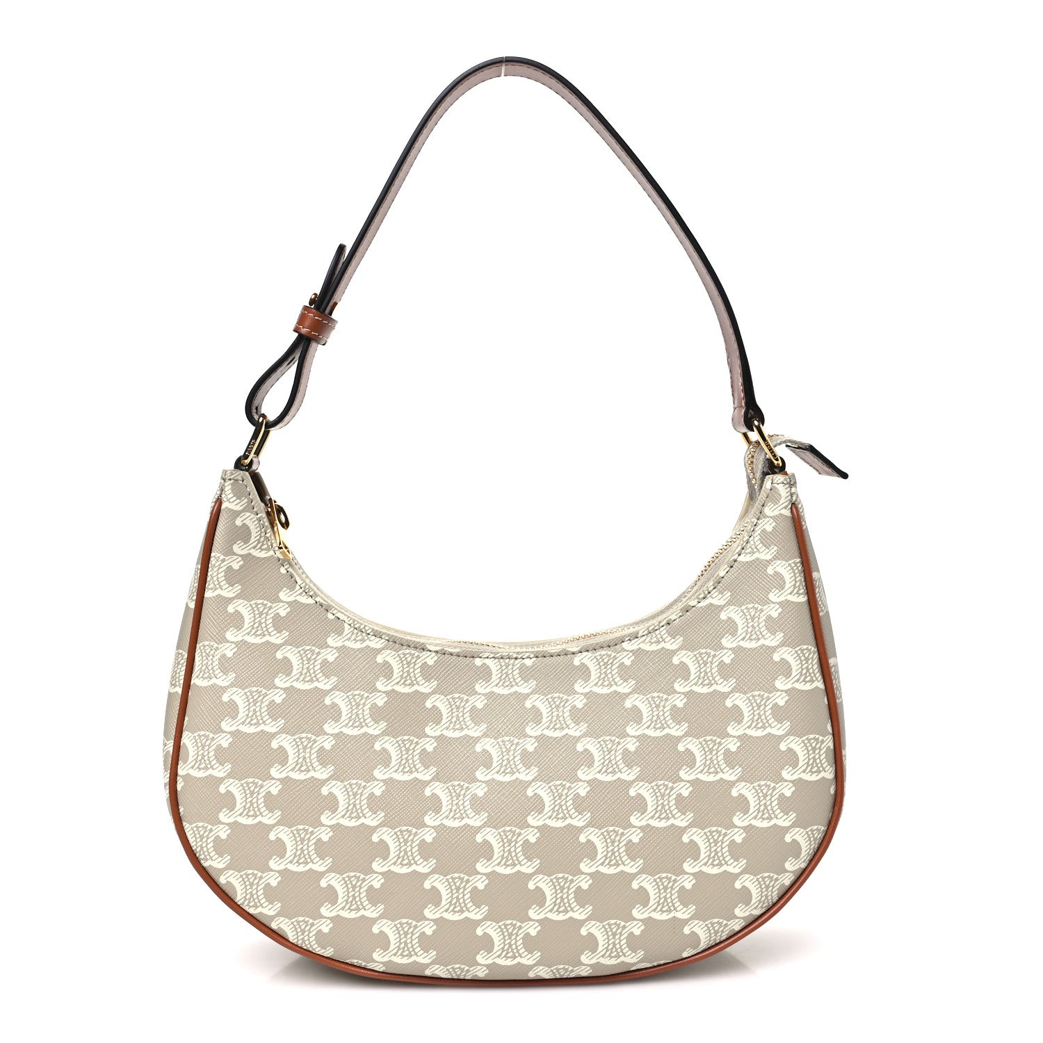 Celine Canvas Calfskin Ava Triomphe Shoulder Bag Grege 1 of 10