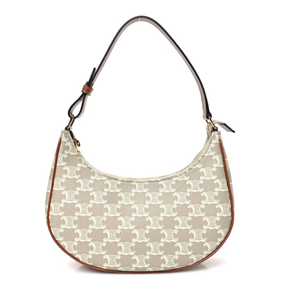 Celine Canvas Calfskin Ava Triomphe Shoulder Bag Grege 1 of 10