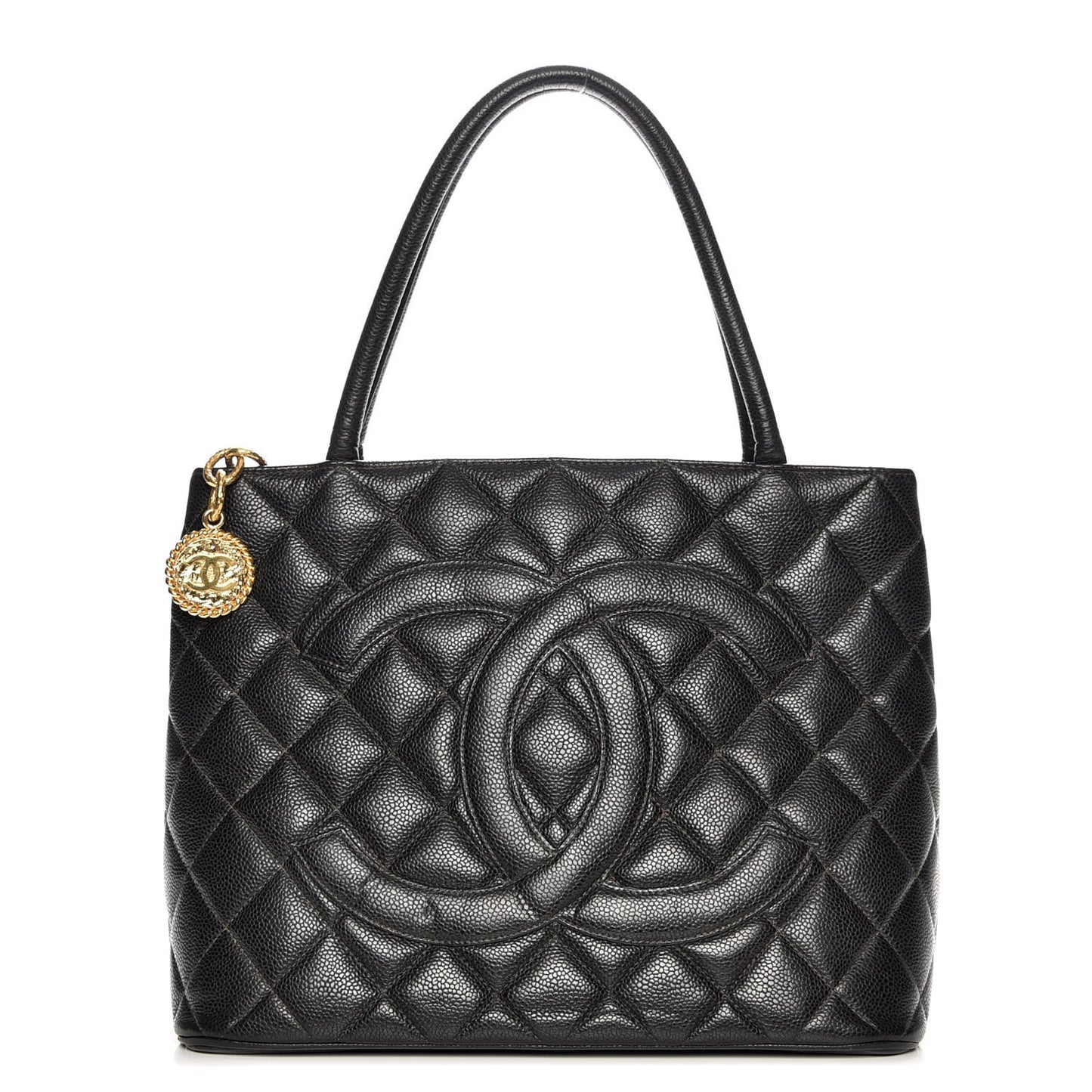 Caviar Quilted Medallion Tote Black