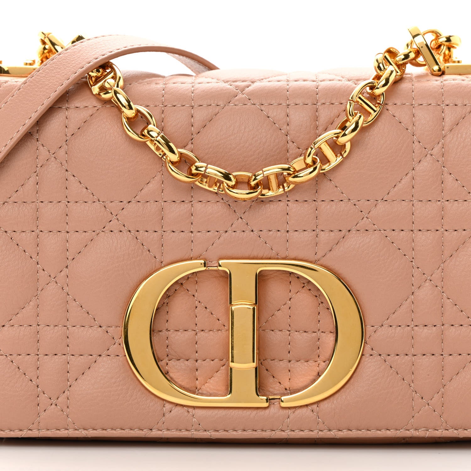 Christian Dior Grained Calfskin Cannage Small Caro Bag Rose De Vents 9 of 15