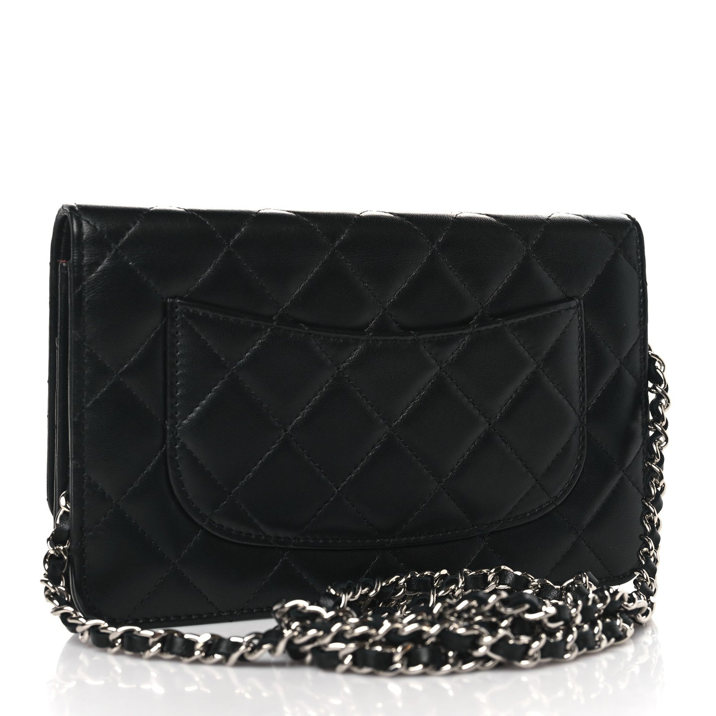 Lambskin Quilted Wallet On Chain WOC Black