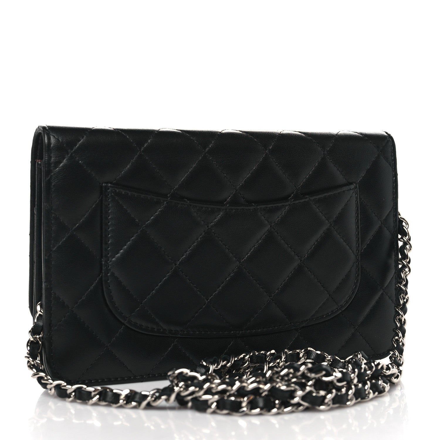 Chanel Lambskin Quilted Wallet On Chain WOC Black 3 of 12