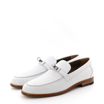 Hermes Calfskin Womens Destin Loafer 36 White 3 of 8
