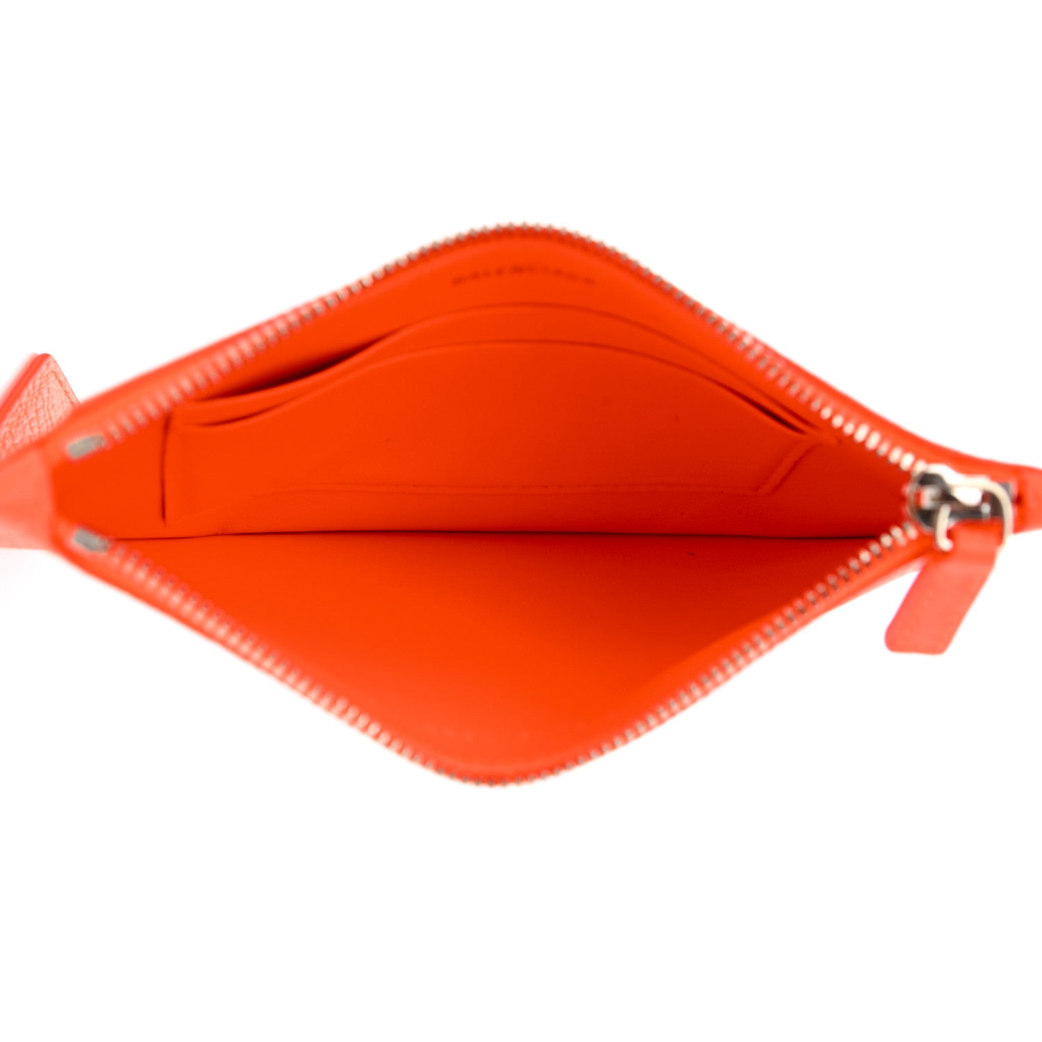 Balenciaga Grained Calfskin Logo Cash Passport Photo ID Zip Holder Orange 5 of 8