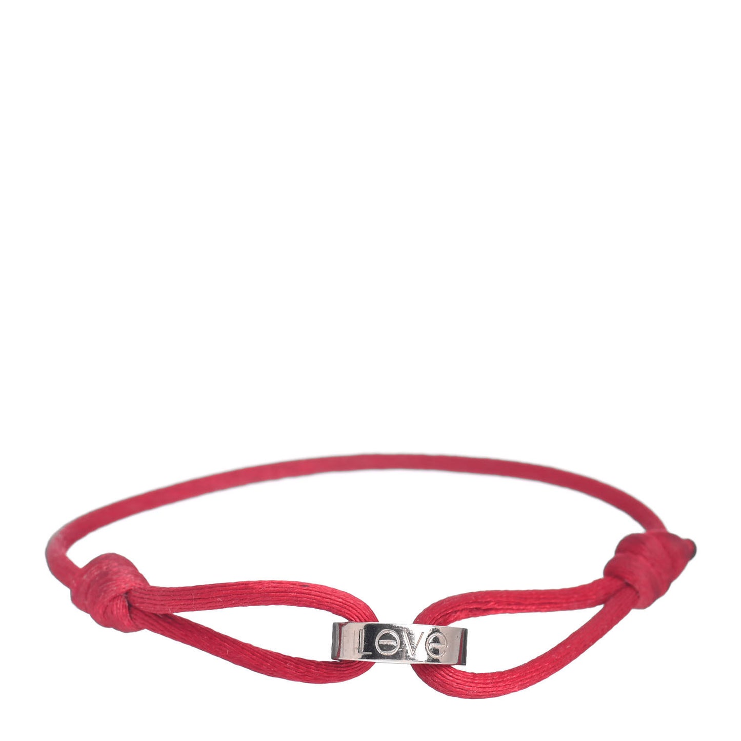 18K White Gold Charity LOVE Adjustable Cord Bracelet Red