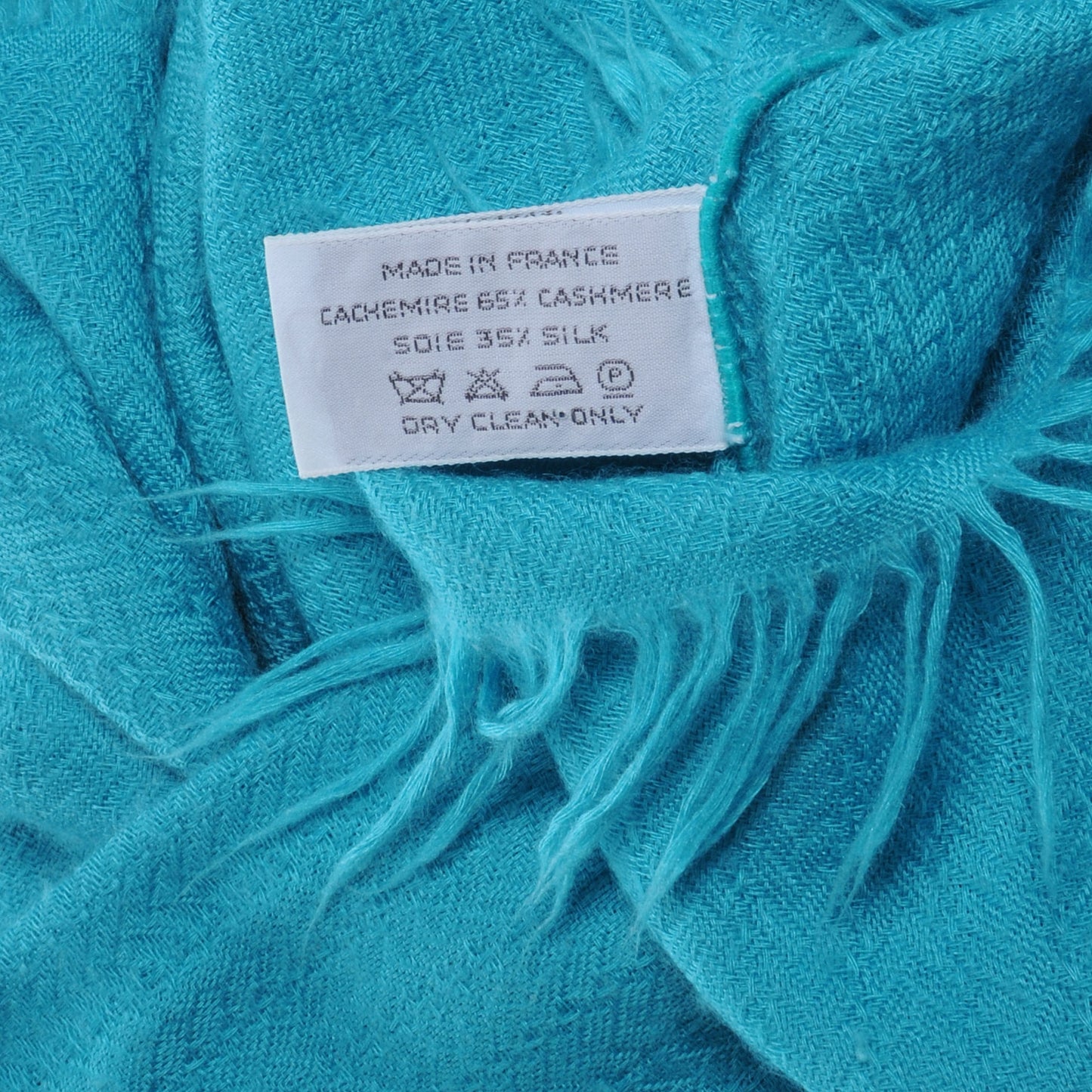Solid Cashmere Logo Stole Scarf Turquoise