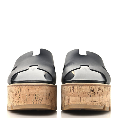 Hermes Calfskin Cork Eze 30 Sandals 36 Black 3 of 9