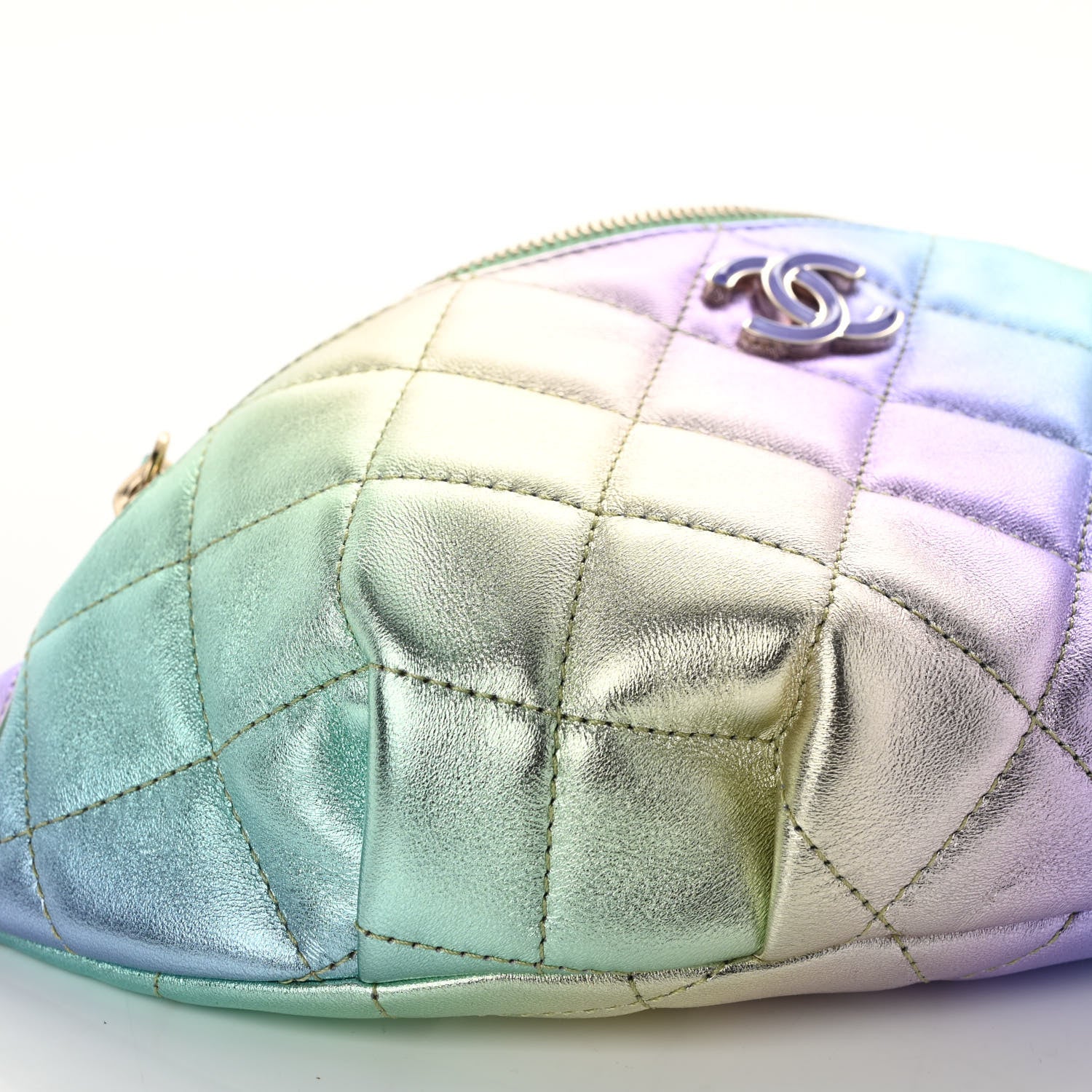 Chanel Gradient Metallic Lambskin Quilted Walking Mood Waist Bag Fanny Pack Pink Purple Green 9 of 10