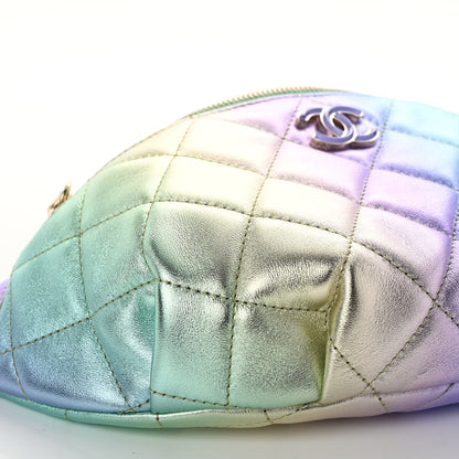 Chanel Gradient Metallic Lambskin Quilted Walking Mood Waist Bag Fanny Pack Pink Purple Green 9 of 10