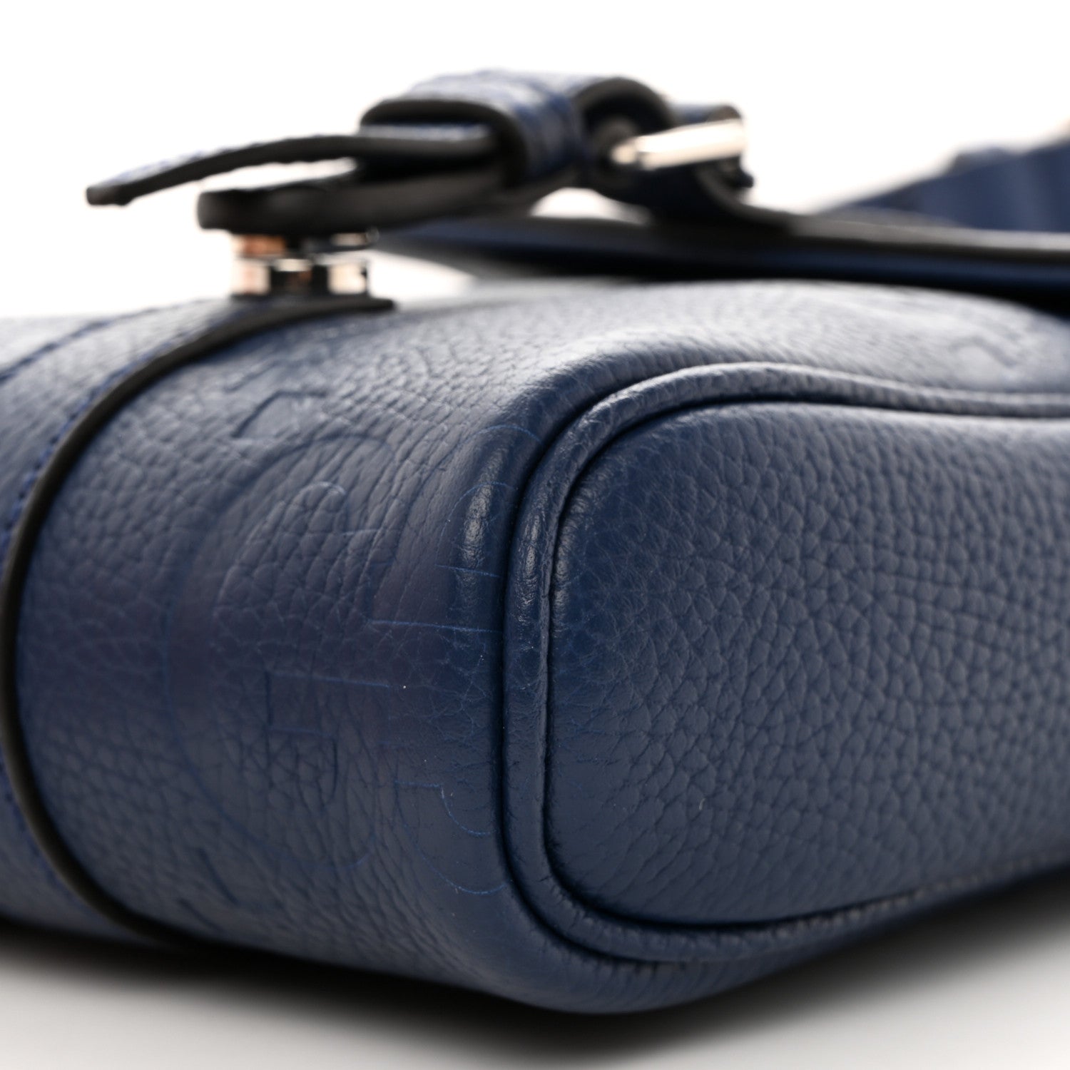 Gucci Piuma Calfskin Jumbo GG Embossed Messenger Bag Blue 10 of 10