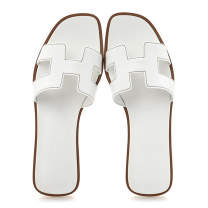 Hermes Box Calfskin Oran Sandals 36.5 White 2 of 10