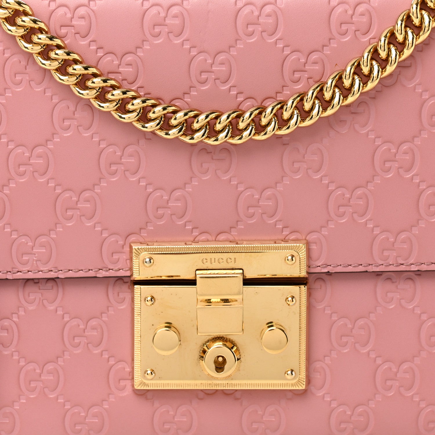 Gucci Guccissima Signature Medium Padlock Shoulder Bag Rose Baby Candy 8 of 12