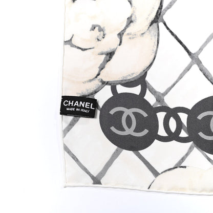 Chanel Silk Camellia CC Square Scarf Ivory 2 of 3