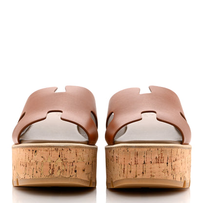Hermes Calfskin Cork Eze 30 Sandals 39 Marron Glaise 2 of 9