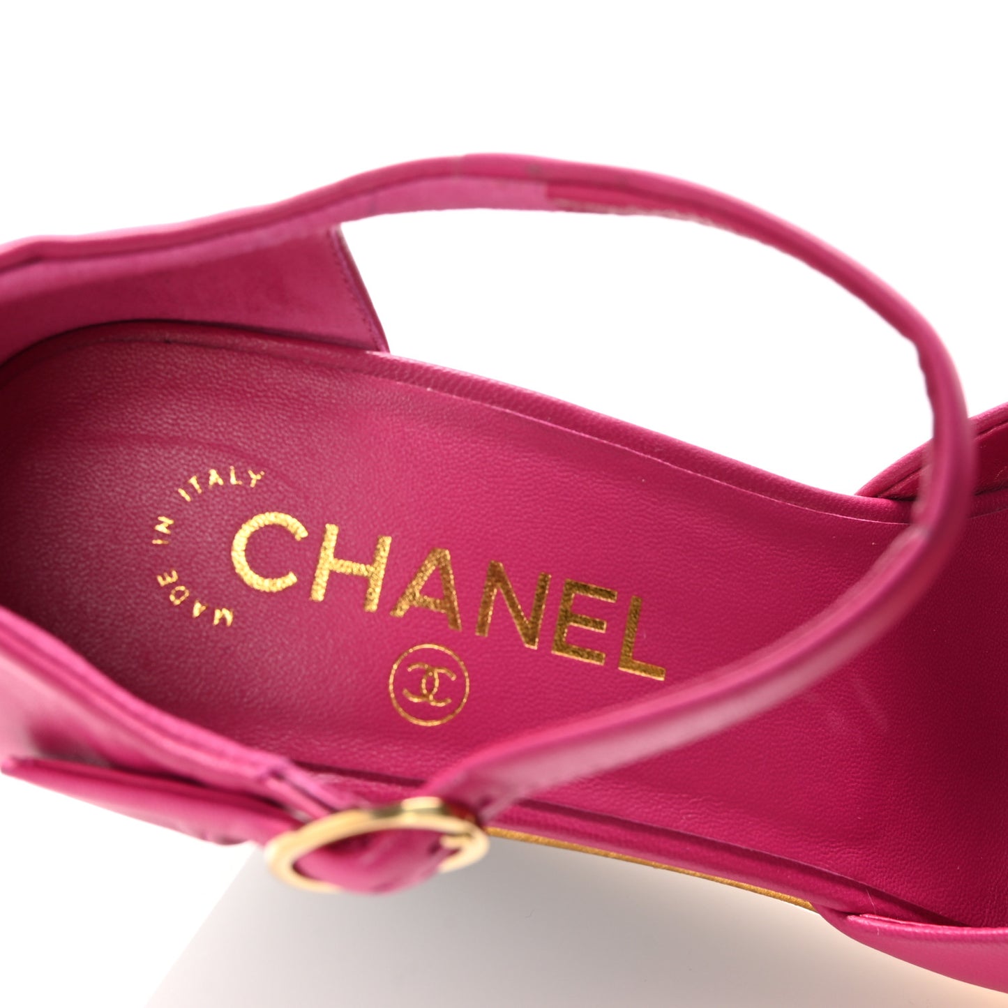 Lambskin Cap Toe Open Wedge 39 Fuchsia Black