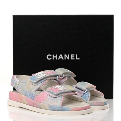 Chanel Printed Fabric Quilted Dad Sandals 36.5 Green Pink Blue 9 of 9