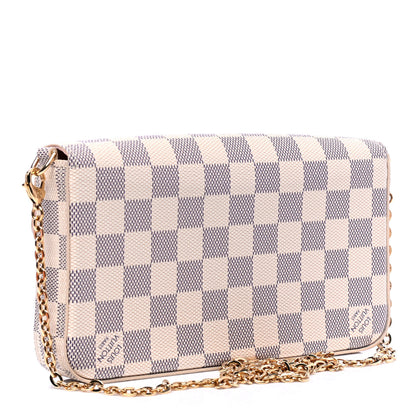 Louis Vuitton Damier Azur Pochette Felicie Chain Wallet Rose Ballerine 3 of 8
