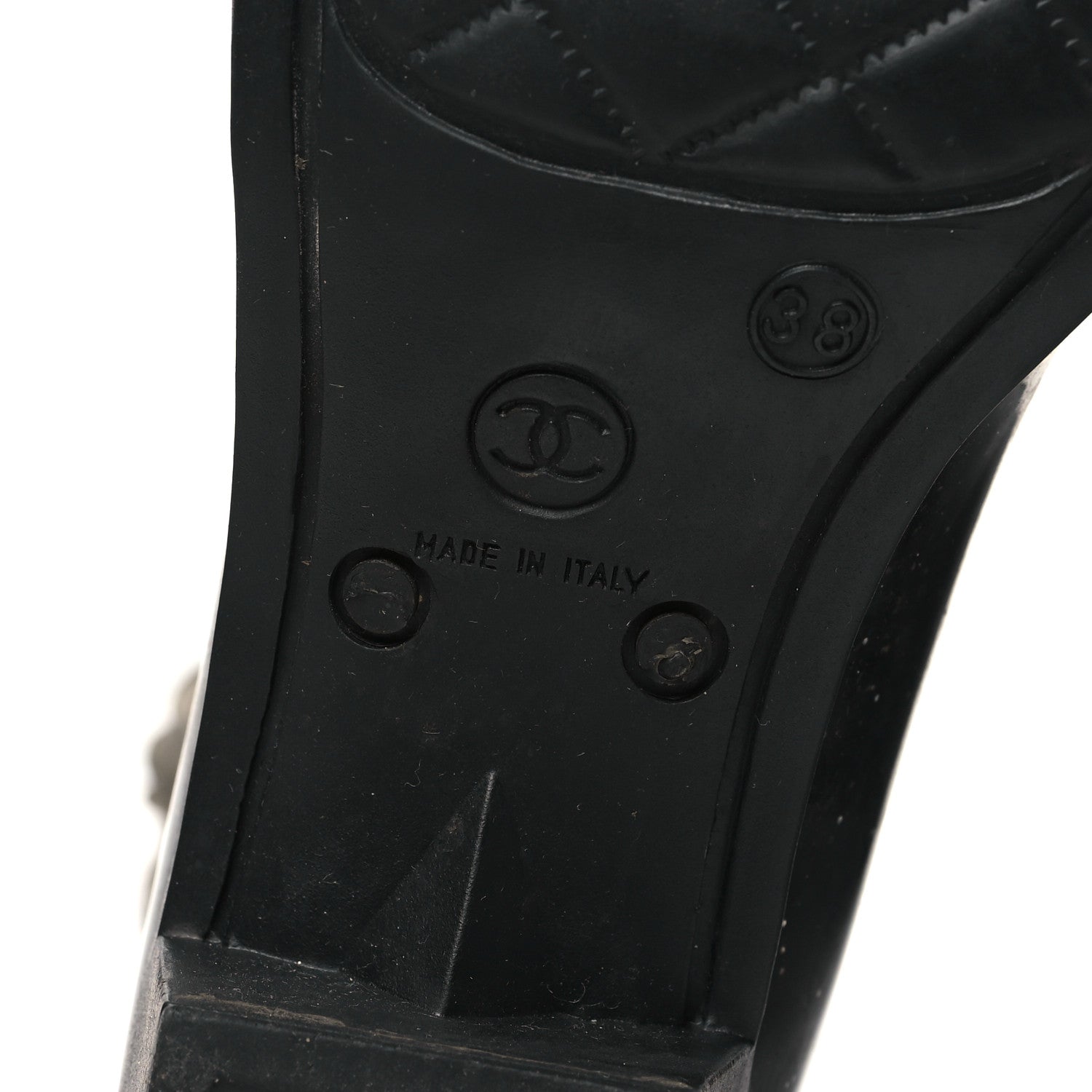 Chanel Rubber Glitter Camellia Rain Boots 38 Black 7 of 8