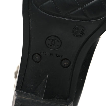 Chanel Rubber Glitter Camellia Rain Boots 38 Black 7 of 8