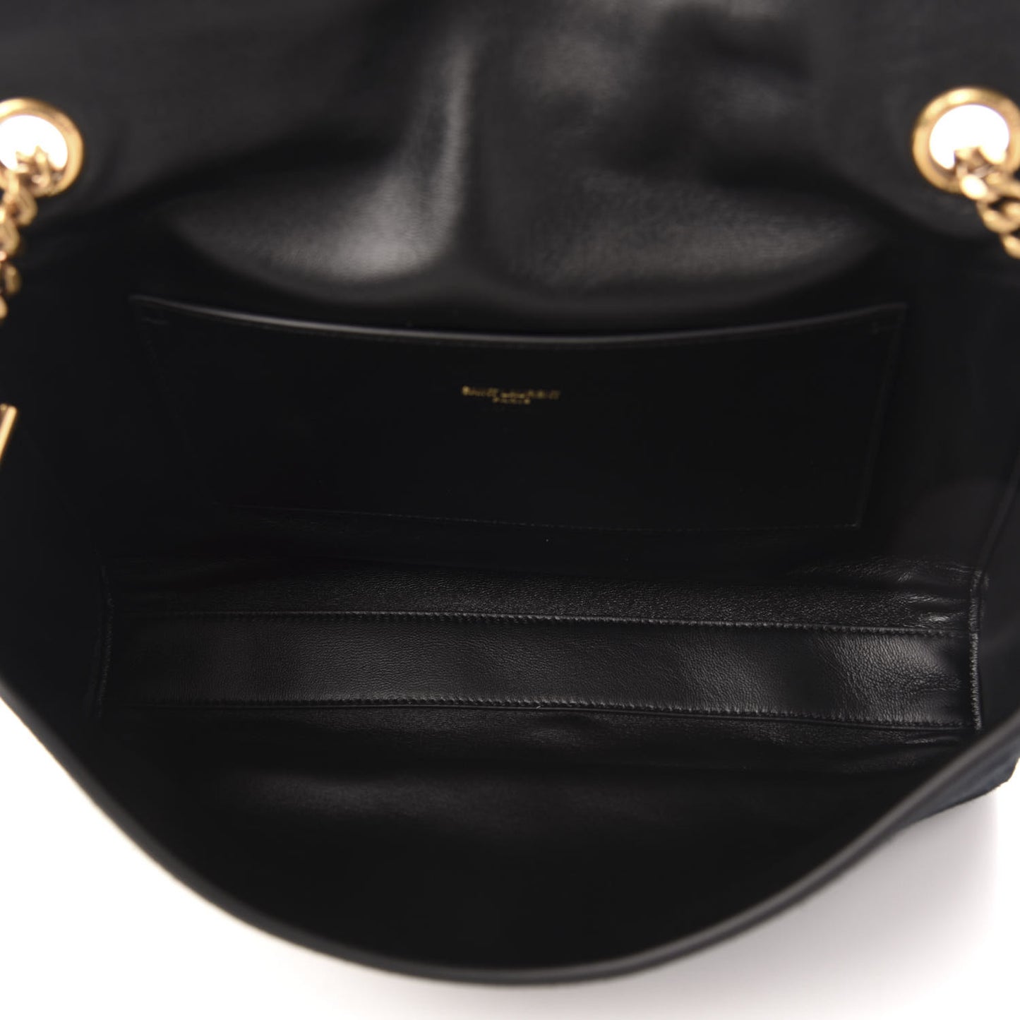 Smooth Calfskin Suede Medium Reversible Monogram Kate Satchel Black