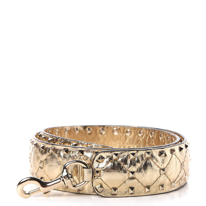 Valentino Garavani Metallic Wrinkled Lambskin Rockstud Spike Shoulder Strap Mekong 1 of 4