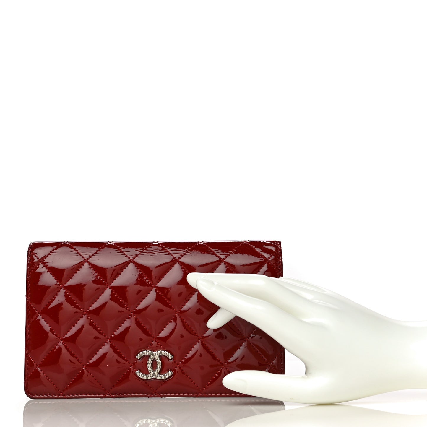 Patent Quilted Brilliant Yen Wallet Red