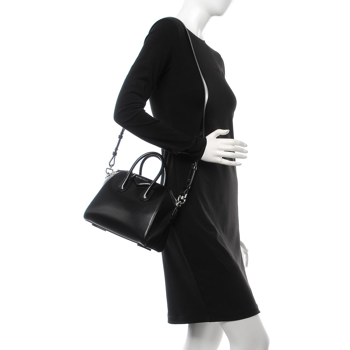 Shiny Lord Calfskin Mini Antigona Black