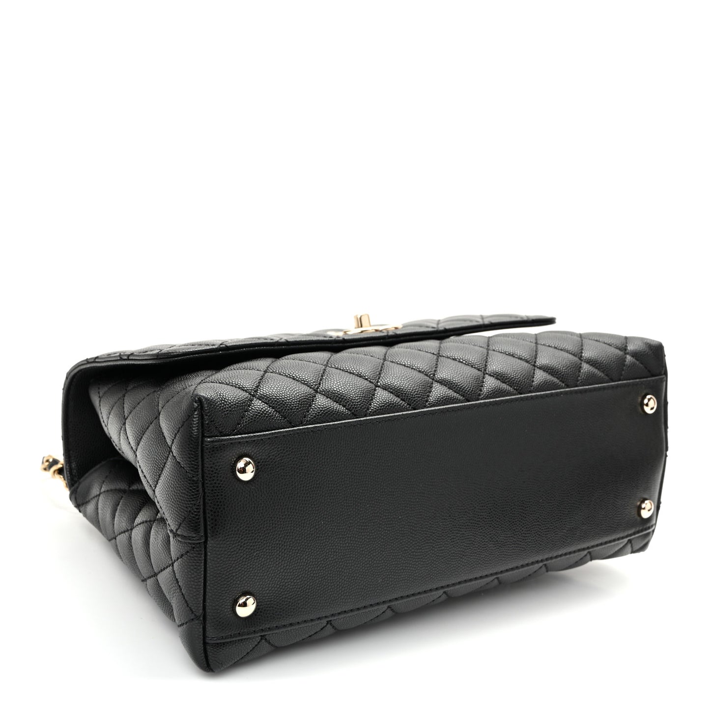Caviar Quilted Small Coco Handle Flap Black