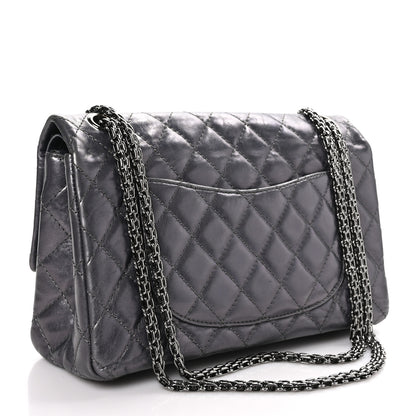 Chanel Metallic Aged Calfskin Quilted Studded 2.55 Reissue 226 Flap Dark Silver 2 of 9