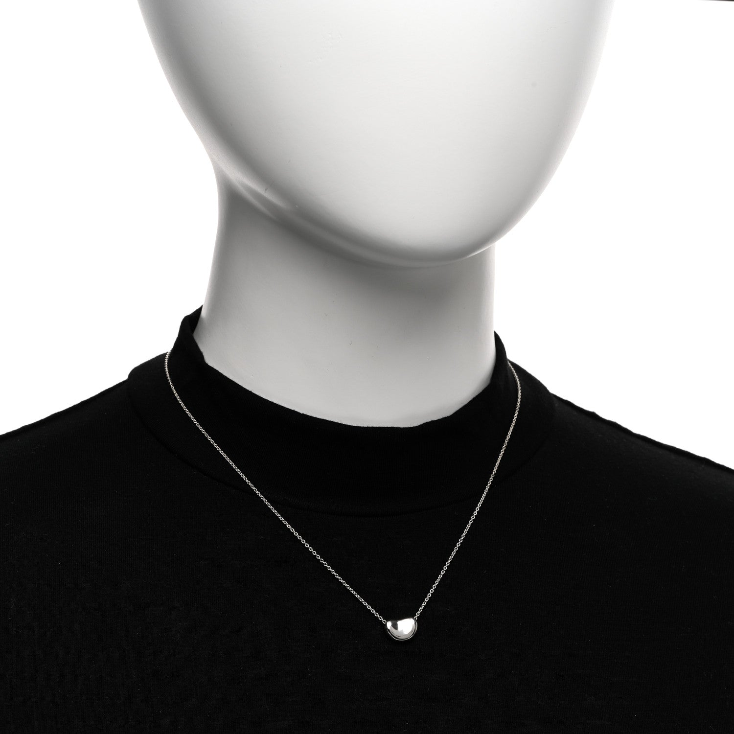 Tiffany Sterling Silver 11mm Elsa Peretti Bean Pendant Necklace 2 of 4