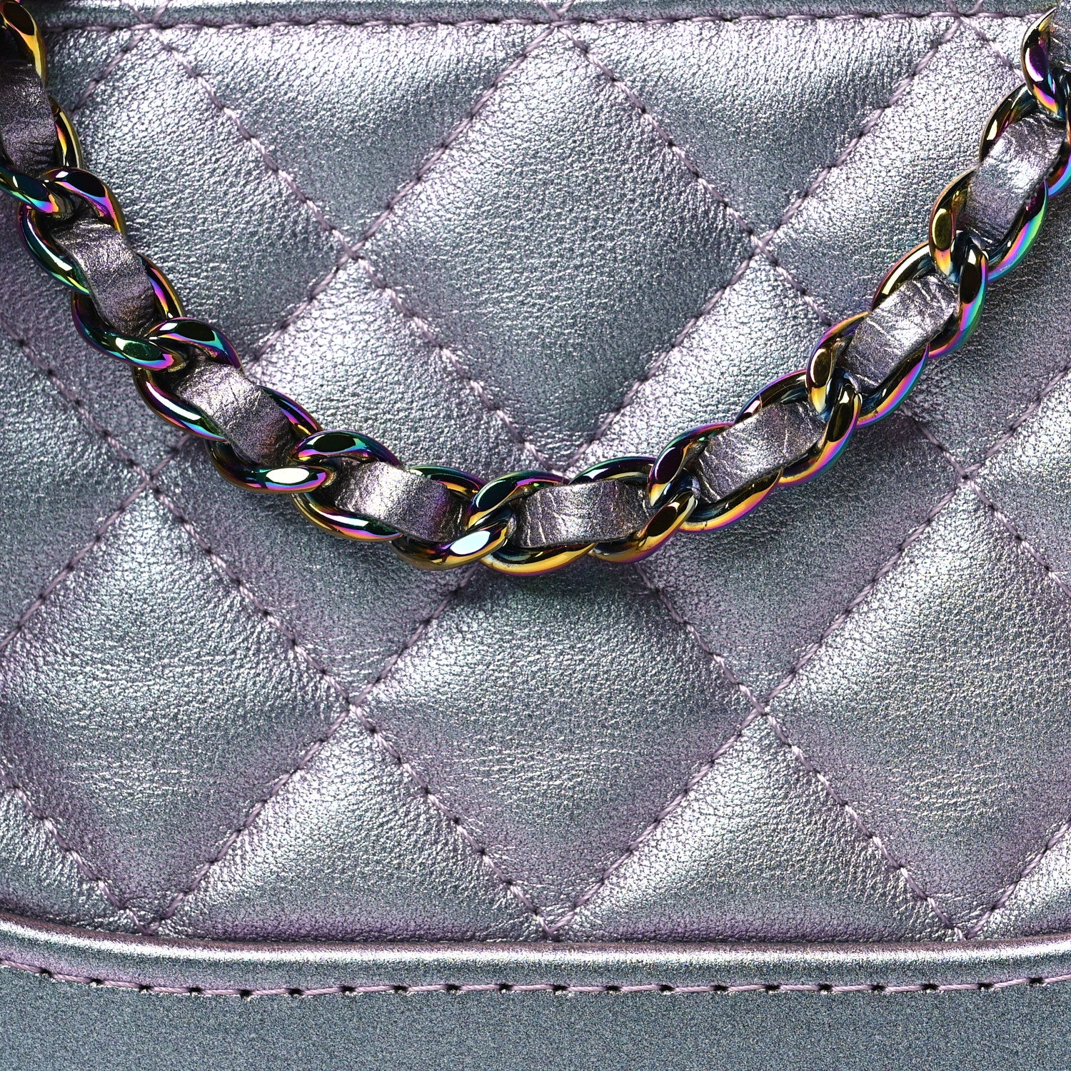Chanel Iridescent Lambskin Calfskin Quilted Small Gabrielle Clutch With Chain Light Purple 8 of 11